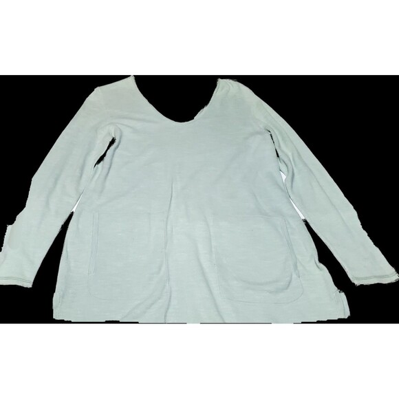 Mint Green Seamed Tunic Top XS Fits M/L V-Neck Long Sleeve Relaxed Fit - Picture 6 of 15